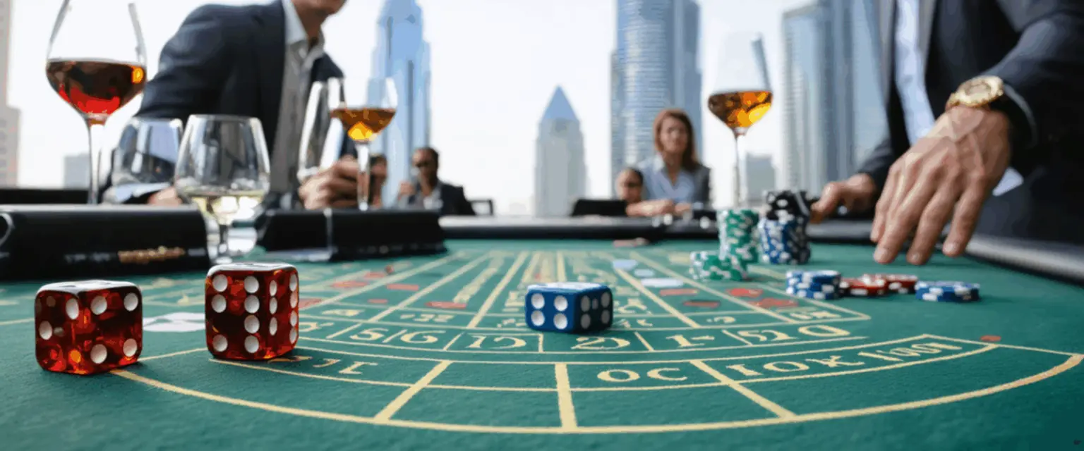 مبنى وين ريزورتس الفاخر في جزيرة المرجان، الإمارات، أول موقع كازينو مرخص رسميًا في الدولة.