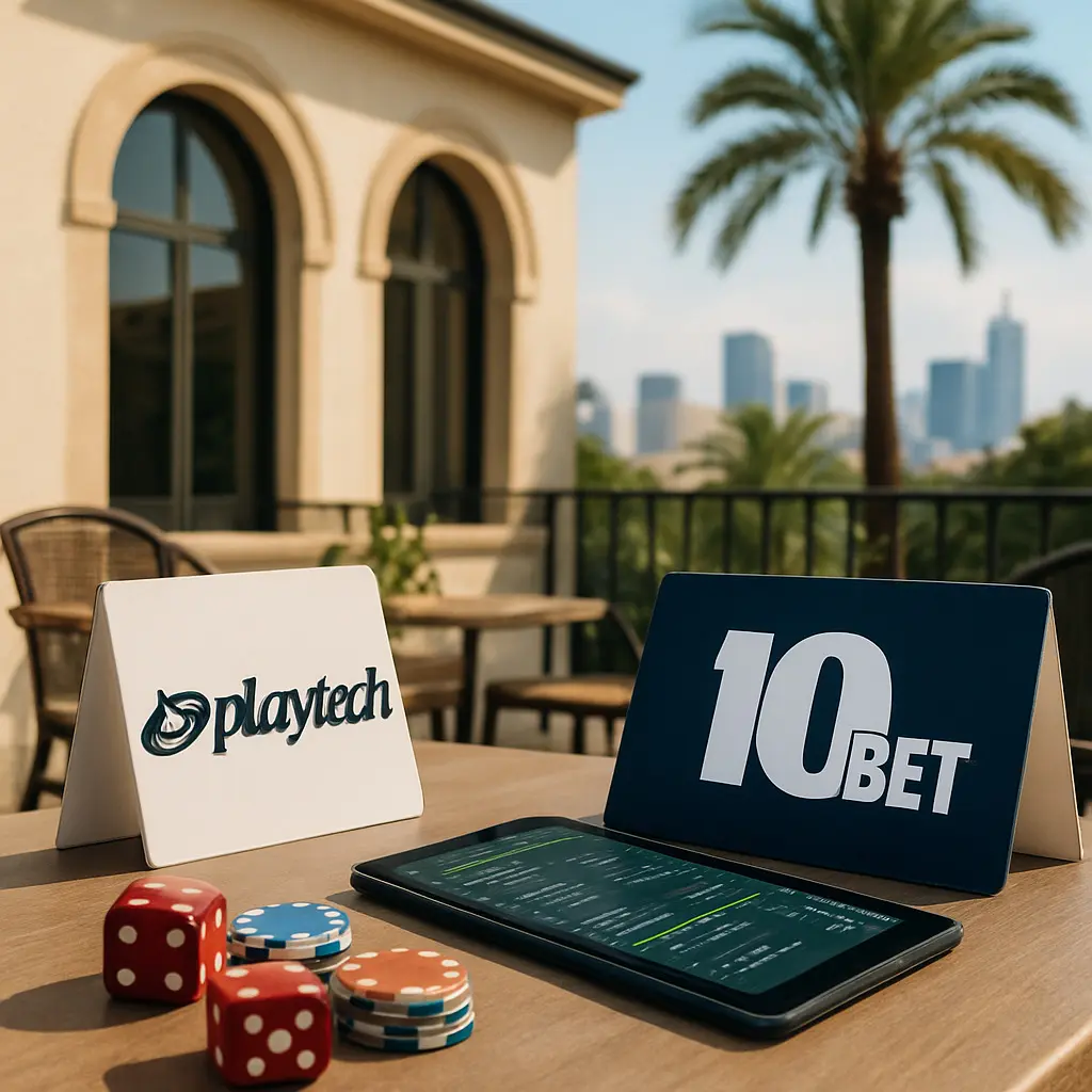شعارا Playtech و10bet يظهران مع خلفية زرقاء، يرمزان لتوسيع الشراكة في سوق المراهنات السويدية.