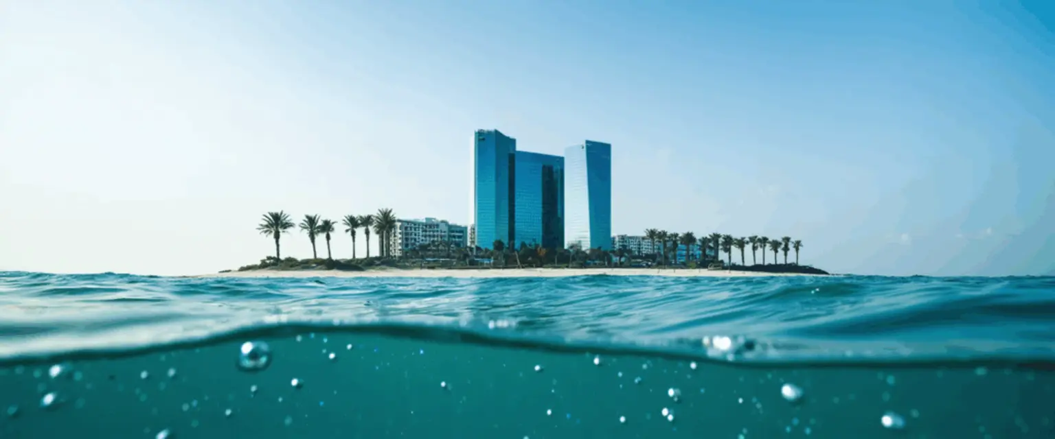 رندر ثلاثي الأبعاد لمنتجع وين المرجان مع كازينو فاخر وفنادق فخمة في رأس الخيمة، الإمارات 2027